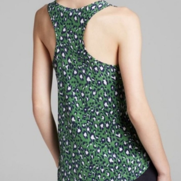 Joie 100% Silk Cheetah Green & Navy Tank Top - Medium - Picture 2 of 8